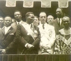 Conmemoracin del Acta de Independencia de Guinea Ecuatorial. Aqu se ve el nuevo presidente, Francisco Macas Nguema y Manuel Fraga, Ministro de Informacin y Turismo. 12 de octubre de 1968.